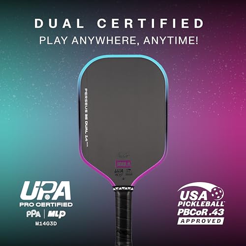 JOOLA Ben Johns Perseus 3S Dual 14mm Pickleball Paddle - w/Patent-Pending Propulsion Core & Charged Carbon Surface Technology for Increased Spin and Power - NFC Chip Enabled. USAPA and UPA-A Approved