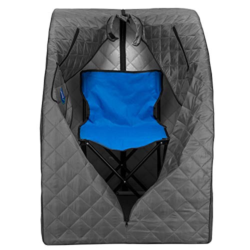 Durasage Lightweight Portable Personal Steam Sauna Spa - 800W Steam Generator, 60-Min Timer, Zippered Access, Single Front Pocket, Foldable Frame & Chair - Indoor Use, at-Home Relaxation Kit