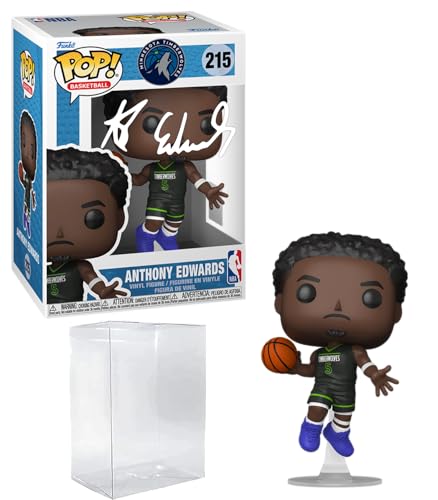 Anthony Edwards #215 Statement Edition Facsimile Signed Reprint Laser Autographed Funko POP! Basketball NBA: Minnesota Timberwolves Figurine with Protector Case
