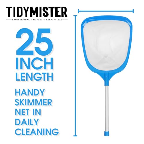 TidyMister Hot Tub Skimmer Spa Net with 12'' Aluminum Pole Ultra Fine Mesh Net Handy Leaf Skimmer for Small Above Ground Pools Pick Up Fine Debris Lightweight Net