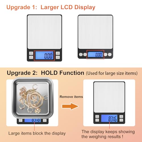 BOMATA Professional Jewelry Scale, 1kgx0.01g High Precision Digital Pocket Scale with Multiple Functions (Tare, Hold, Counting...), Ideal for Coin, Gold, Gemstones, Black
