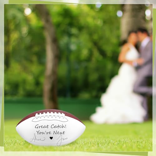 Liliful Wedding Football Autograph Football with 1 Stand 1 Signature Pen 1 Pump for Wedding Reception Game Favor(Mid Size 9 Inch)