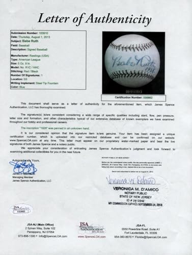 Stunning Babe Ruth Single Signed Autographed 1928 Baseball With JSA COA - Autographed Baseballs