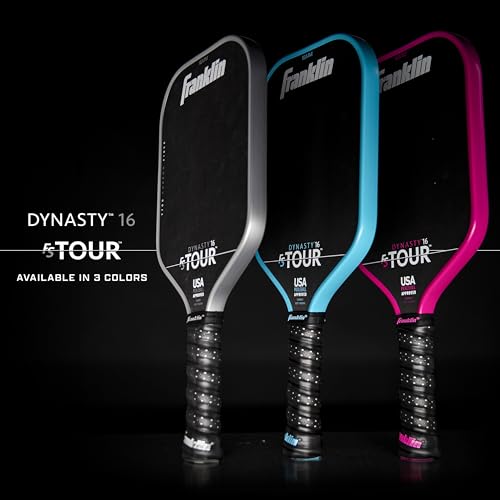Franklin Sports Pro Pickleball Paddles - FS Tour Series Carbon Fiber Paddles - Official USA Pickleball (USAPA) Approved Rackets - Dynasty Pro Player - 16mm Polymer Core - Gray