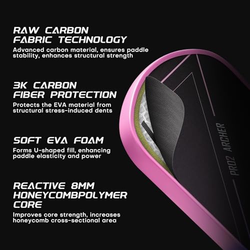 LUZZ Pickleball Paddles, T700 Carbon Fiber Professional Pickleball Paddle Pro2 Intermediate Pickle Ball Rackets(16mm) Exceptional Spin and Power Thermoformed Pro for Professional Players Archer JB