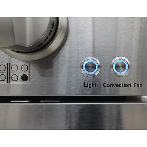 DUURA Elite Gas Range Cooktop, 48-Inch with Double Porcelain Convection Oven and Broil Function, 8 Sealed Burners Continuous Grates with Stainless Steel Construction, 6.7-Cu.Ft, Metallic