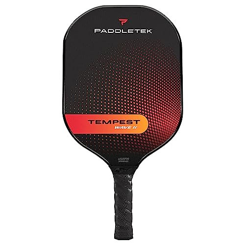 Paddletek Tempest Wave II Pickleball Paddle | Professional Pickleball Paddles with Honeycomb Core, Carbon Fiber Surface, Graphite PolyCore & High Tack Performance Grip | USAPA Approved