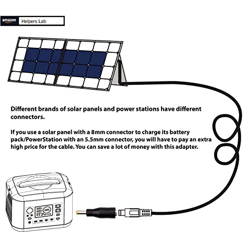 DC 8mm Female to DC 5.5mm x 2.5mm Male Connectors Adapter for Jackery Ravpower Goal Zero X-Dragon Golabs Bluetti Milin Nexpow Portable Backup Power Station Rechargeable Battery Pack Solar Generators