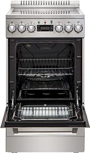 Avanti Electric Range Oven ELITE Series Compact Design, 2-Cu.Ft. Capacity with 4 Coil Burners, Framed Glass Oven Door, Storage Drawer and Broiler with Pan, 20-Inch, Stainless Steel