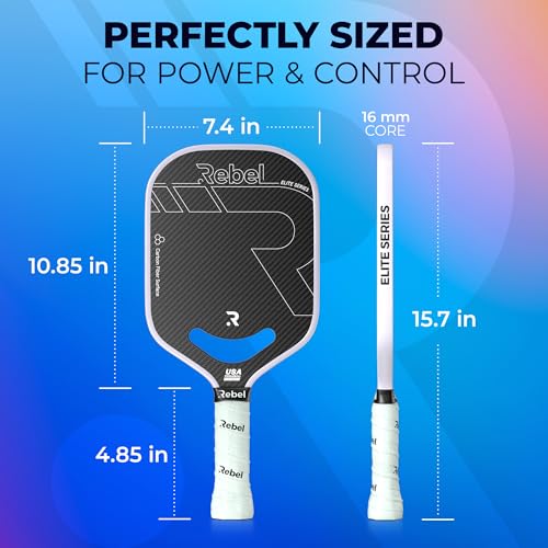 Pickleball Paddle Carbon Fiber | Professional Carbon Fiber Pickleball Paddle | 16mm Polymer Core | Designed for Maximum Control and Power | USAPA Approved | Designed in San Diego