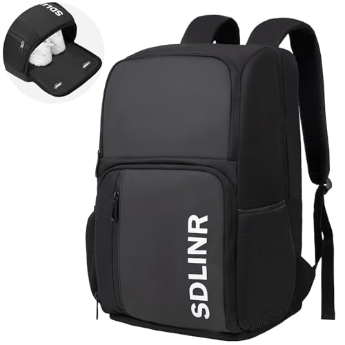 SDLINR Pickleball Bag Fits 4 to 10 Paddles, Large Pickleball Backpack with Shoe Compartment and Fence Hook, Pickle ball Gifts for Men Women (Black)