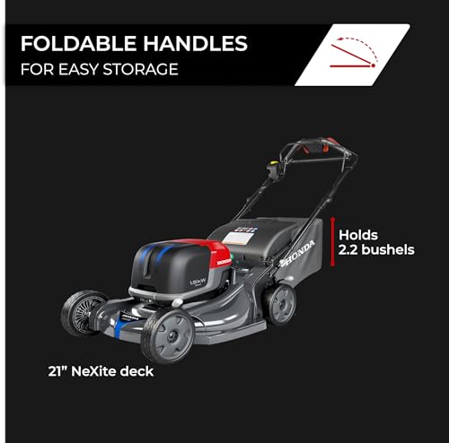 Honda HRX-BE 21-Inch Walk Behind 12 AH Battery Powered Lawn Mower with 2 Battery Bays, Variable Speed Self Propelled Lawn Mower with 2.2 Bushel Capacity, Easy-Off Grass Bag (HRX217YXBEXA6)