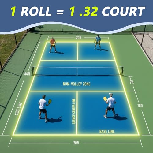Giipto Pickleball Court Tape - 2" x 262 ft Professional Pickleball Marking Kit Yellow Tape for Temporary Court Lines with No Residue Durable Floor Marking Tape for Gym, Driveway, Backyard