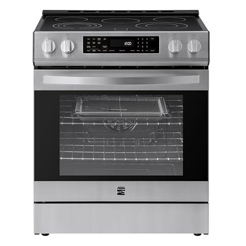 Kenmore 5.6 cu. ft. Front Control Electric Range Oven with 5 Elements - True Convection, Air Fry, Self Clean Oven, Temperature Probe, Ultra Durable Chrome Racks, Large Window - Stainless Steel