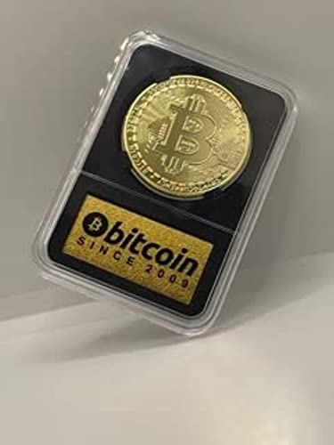 Bitcoin Coin in Collector's Edition Case: Limited Edition Physical Gold Coin with Crypto Coin Display Case | Cryptocurrency Coin with Realistic Details | Desk Home Office Idea for HODL Fans