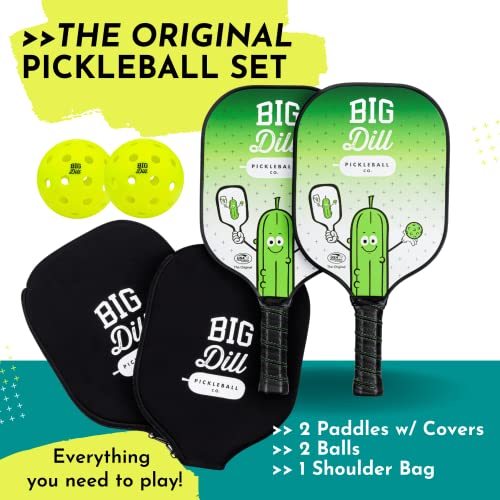 Original Carbon Fiber Pickleball Paddles Set with 2 Paddles, 2 Pickleb – Big Dill Pickleball Co.
