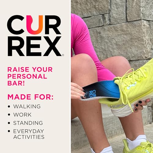 CURREX ActivePro Insoles for Walking, Working, Standing, Dance, Running & Other Sports Shoes, Arch Support Inserts to Help Reduce Fatigue & Ankle & Heel Pain for Men & Women (High Arch, Medium)
