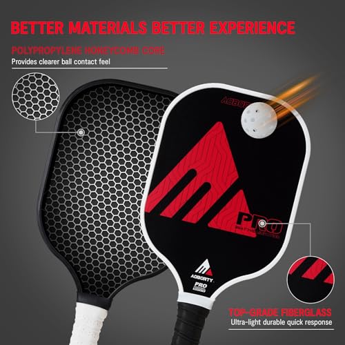 AOBORTY Pickleball Paddles 4 Pack - USAPA Light Graphite Premium Rackets Fiber Face & Polymer Honeycomb Core Pickleball Set with 6 Outdoor Indoor Balls Including Portable Carry Bag