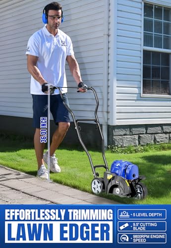 Wild Badger Power Sidewalk Edger Lawn Tool Gas 31cc WB31CCED, Blue