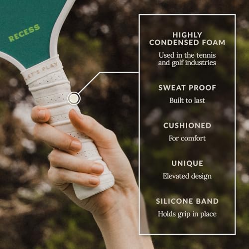 Recess Pickleball Starter Set, Premium Pickleball Paddles Set of 2 & Four (4) Pickle Balls - Strong & Durable Fiberglass, Lightweight, Honeycomb Core & Comfort Grip Handles - Perfect for Beginners