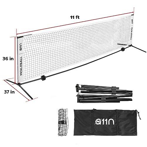 A11N SPORTS Portable Pickleball Net for Driveway - Half Court Size, 11ft Net for Pickleball, Kids Tennis, Soccer Tennis