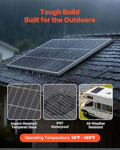 VEVOR 2PCS 100W Bifacial Solar Panels, 23% High-Efficiency N-Type Monocrystalline PV Module with MC4 Output & Aluminum Frame, IP67 Waterproof Solar Panel for Car Boat RV Flat Rooftop Off-Grid