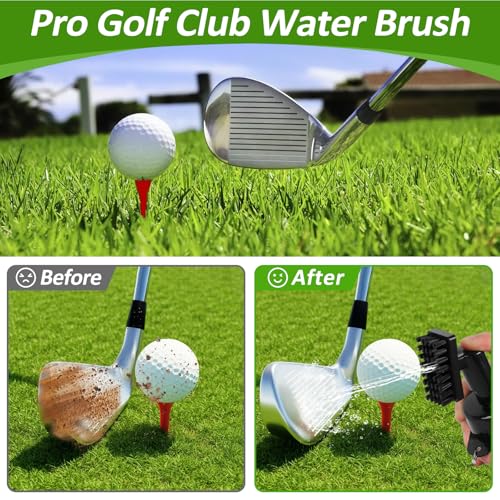 nabobt Golf Towel and Brush Set, Premium Golf Towel(16x16 inch) & Splash Golf Club Cleaner Brush Set, Retractable Clip Golf Cleaner Brush & Super Absorbent Microfiber Towel, Golf Accessories for Men