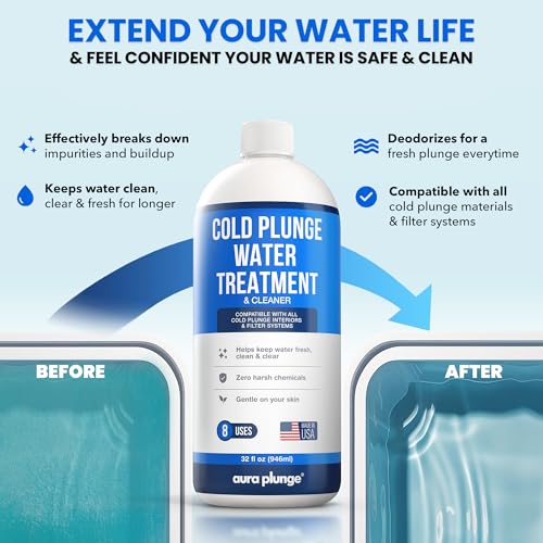3in1 Natural Cold Plunge Water Treatment - HOCl Formula for Clean, Fresh Water - Cold Plunge Cleaner, Clarifier & Water Stabilizer for Ice Baths - No Harsh Chemicals - Made in USA (32 oz)