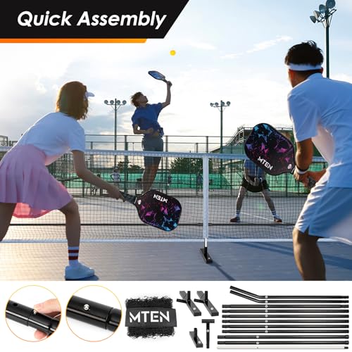 MTEN Pickleball Net, Portable Pickleball Net for Driveway, 22 FT USAPA Regulation Size, Steady Metal Frame, with Carrying Bag for Backyards, Driveways, Outdoor Indoor