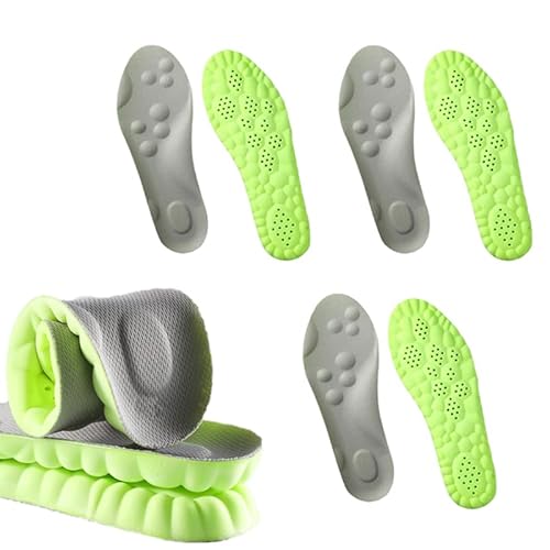 Scazu Pickleball Insoles for Women Men 4D Comfort Breathable Cloud Cushion Memory Foam Inserts (3 Pairs, Men 9-10.5 / Women 10.5-12)