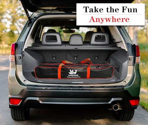 Portable Pickleball Set - Wheeled Net, 4 Fiberglass Paddles, 8 Balls, Court Marking Kit, Carry Bag