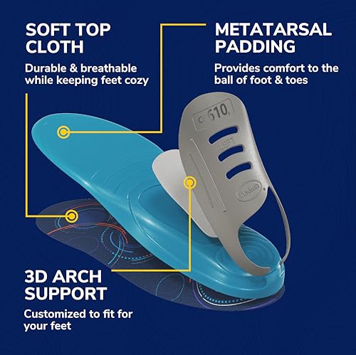 Dr. Scholl's Custom FiT Comfort – Plantar Fasciitis Insoles, Orthotics Shoe Inserts with Arch Support for Men & Women, Suitable for 220+ lbs, Stay on Your Feet All-Day with Optimum Cushioning, CF610