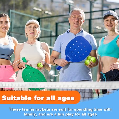 Seenelling Plastic Paddleball Racket PE Equipment for Elementary School with Lanyard Classes Equipment, 15.2 x 7.5 Inches (Yellow Orange Purple Red Blue Green,12 Pcs)