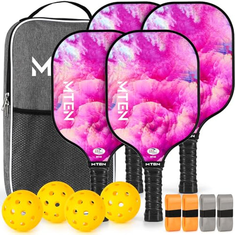 Pickleball Paddles Set of 4, USAPA Approved Pickleball Paddles, Premium Rackets, Pickle Ball Set of 4, Balls 4, Replacement Soft Grip 4, 1 Bag