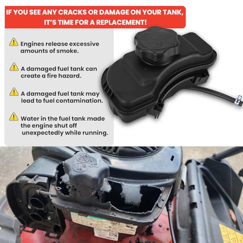 84004115 Fuel Gas Tank with Lawnmower Gas Cap Engine Fuel Tank, Plastic Gas Tank Compatible with B&S, Replace 594112
