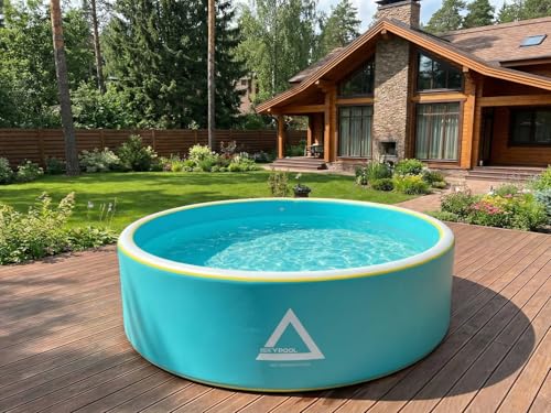 ISKYPOOL 9ft Compact Drop Stitch Pool – Rigid Hard-Wall Mini Swimming Pool for Kids & Patios – Deep 40" Design – Durable & Pet Friendly (Dia 9ft x 3.3ft)