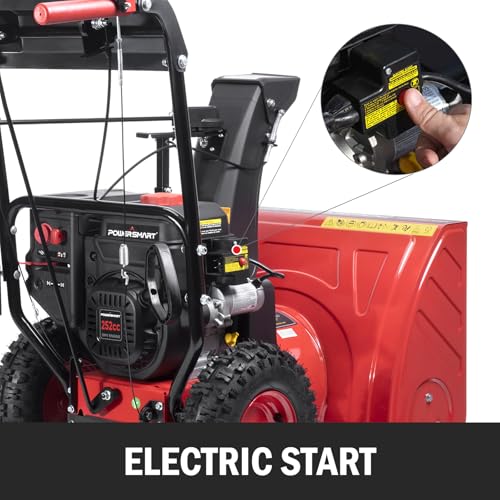 PowerSmart 26-Inch Snow Blower Gas Powered, 252cc 4-Cycle Engine with Electric Start, 2-Stage Self-Propelled with Headlight