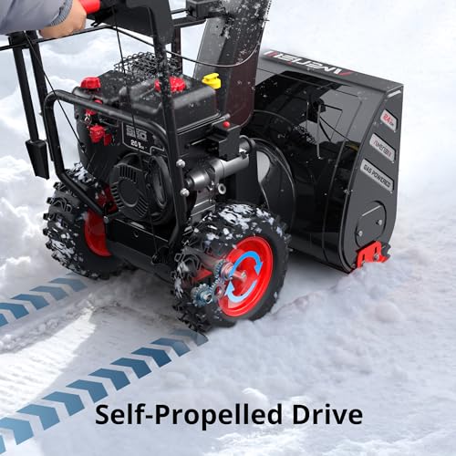 AMERISUN 24-Inch Gas Snow Blower with 212cc 4-Cycle OHV Engine, Recoil Start, 40Ft Snow Throwing for Decks, Driveways, and Sidewalks