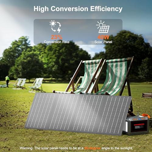 MARBERO 148Wh Solar Generator with Solar Panel Included Portable Power Station 200W with Foldable Solar Panel 40W Set for Camping Outdoor Hiking Fishing Emergency