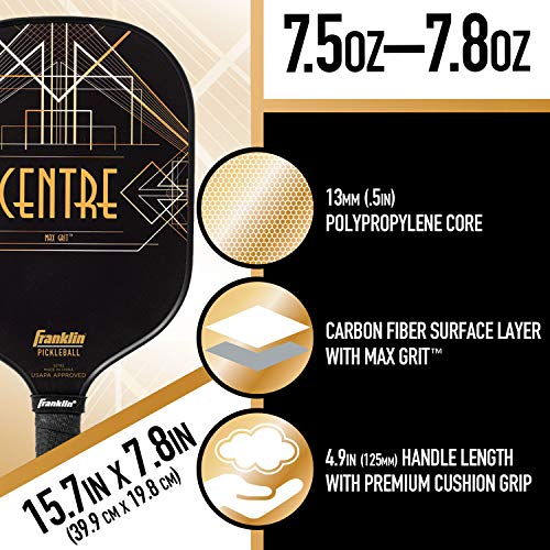 Franklin Sports Pro Pickleball Paddle - Pro Tournament Pickleball Paddle with Extra Grip MaxGrit Technology - Aspen Kern Centre Pickleball Paddle