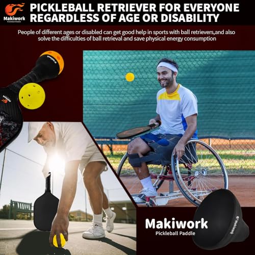 Pickleball Ball Retriever - Silicone Pickleball Grabber and Picker - Universal Suction Cup - Accessory to Pick Up Balls - Fits All Standard Paddles - Pickleball Ball Picker
