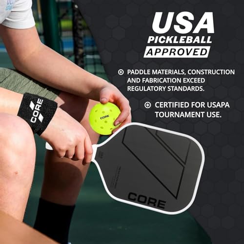 CORE Carbon Fiber Pickleball Paddle MX-1000 with Cover 16mm - USAPA Approved - Cushioned Comfort Grip with Honeycomb Polymer - Superior Spin Control - Beginners & Intermediate Players