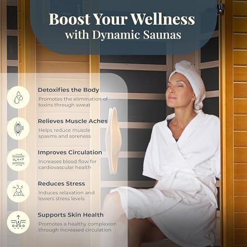 Dynamic Saunas 2-Person Low EMF FAR Infrared Sauna with Chromotherapy Lighting and Speakers, Maxxus Toulouse - Personal Indoor Dry Heat Sauna for Home & Gym – Made from Canadian Hemlock