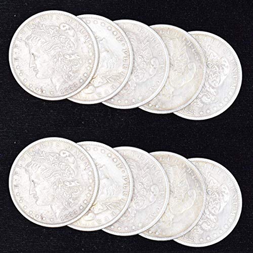 Fogilas 10 Pcs Steel Morgan Dollar (3.8cm Dia) Magic Tricks Can Be Sucked Props Accessories Used Appearing/Disappearing Coin Magie Props