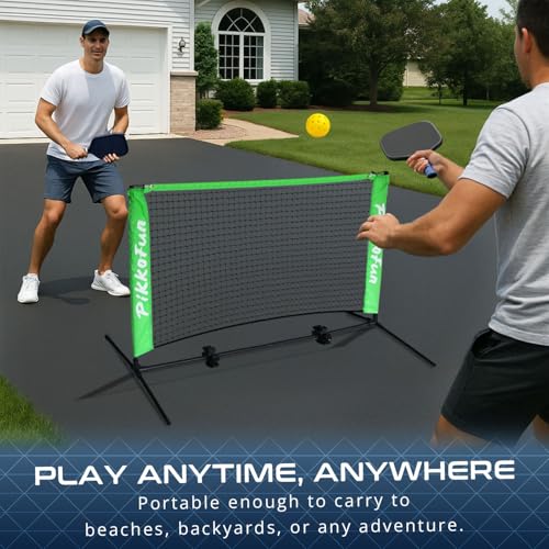 PIKKOFUN Mini Pickleball Net (5 FT Wide), Small Portable Dink Practice Net for Indoor & Outdoor, 60-Second Tool-Free Setup, Carry Bag Included, Pickleball Gifts for Women & Men, Green Net