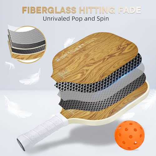 Pickleball Paddles Set of 2, 2026 USAPA Approved Pickleball Set, Fiberglass Lightweight Pickle Ball Rackets 2 Pack, 2 Outdoor Pickleball, 2 Indoor Pickleball Balls, 1 Pickleball Bag for Women and Men