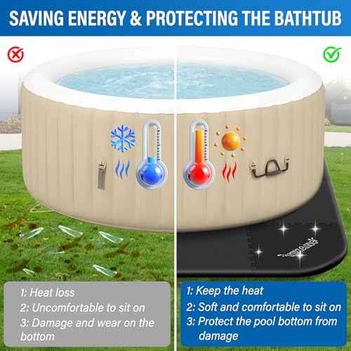 TIXANF 1/2" Extra Thick Hot Tub Mat,85IN Large Hot Tub Mat for Inflatable Tub,Hot Tub Pad Foundation,Eva Foam Padding for Indoor Outdoor,Inflatable Hot Tub Accessories