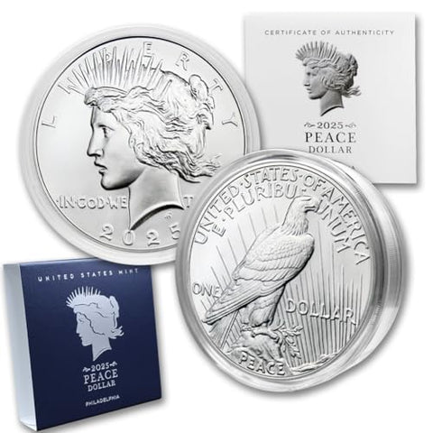 2025 - American Silver Peace Dollar Coin Brilliant Uncirculated with Original Government Packaging $1 BU