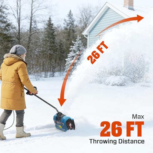 SENIX Corded Snow Shovel, 13 Inch Electric Snow Blower with 26ft Max Throwing Distance, Plows 480lbs/min, Removes Snow from Driveway, Sidewalk, Steps, Patio & Decks