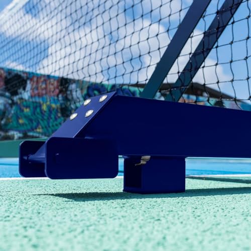 Vermont 360° Freestanding Pickleball Posts [IFP Regulation] – Ultra-Durable, Lightweight & Portable Aluminium Pickleball Paddle Tennis Net Sets (Pickleball Net and Posts, Blue, with Weights)